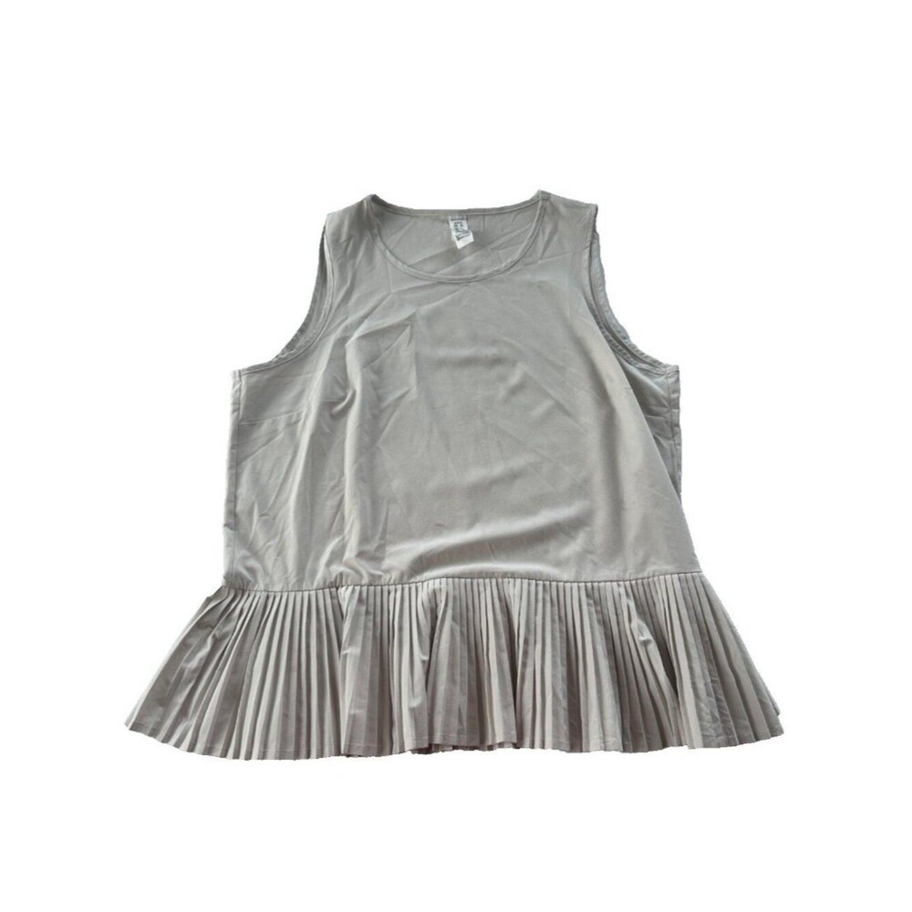 SPANX Women's Medium Get Moving Yes, Pleats! Tank Beige Athleisure
